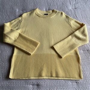 Gap 100% Cotton Split Ribbed Crew Neck Sweater Butter Yellow Small Oversized